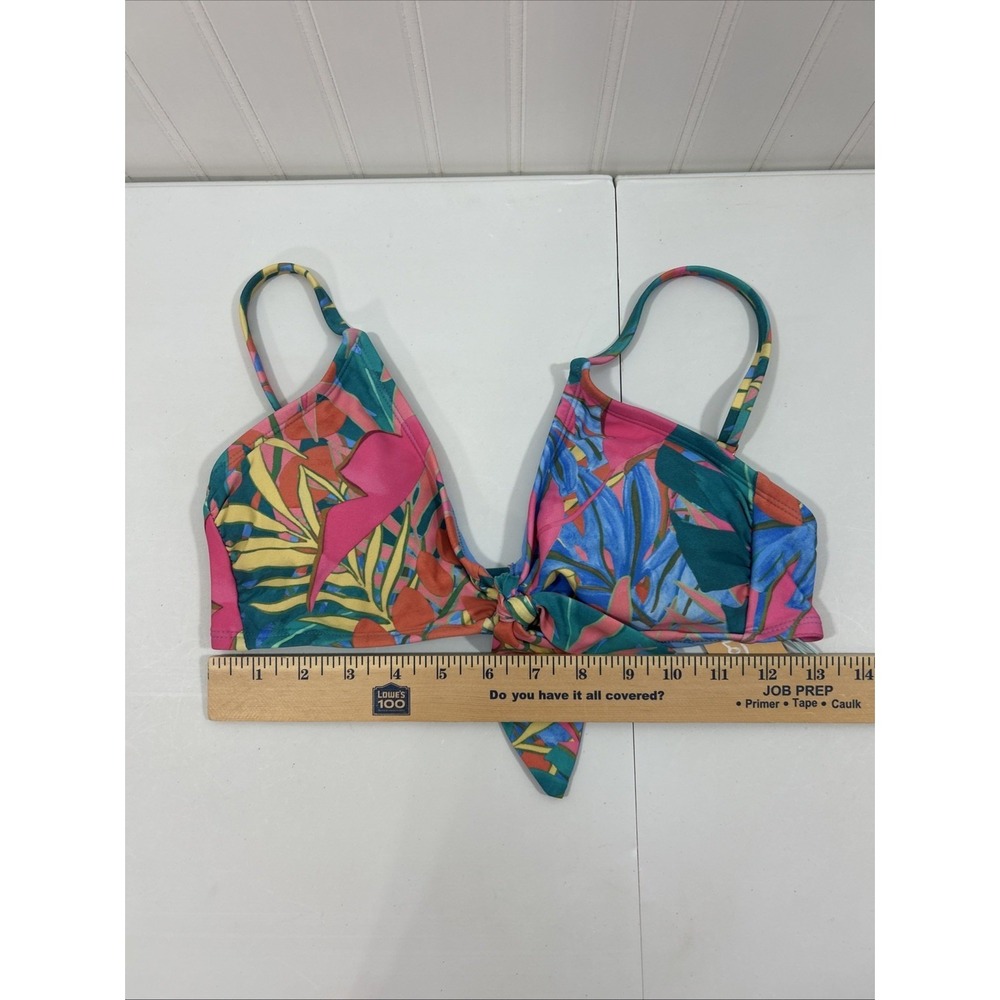 Kona Sol Women M 8-10 Blue Pink Floral Bikini Top Adj Straps Padded New Tags - Picture 4 of 5